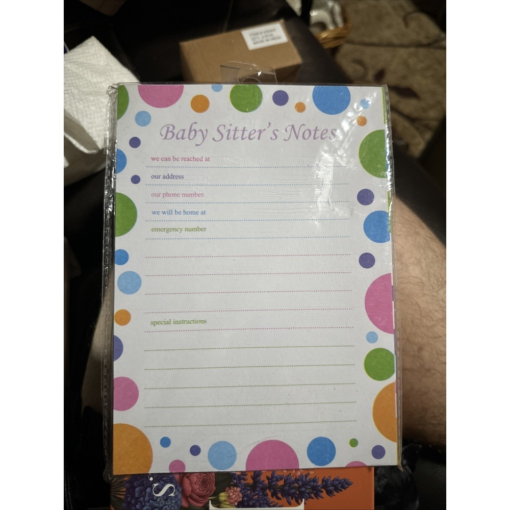 Baby Sitters Notes Babysitter Emergency Pad Polka Dot Design